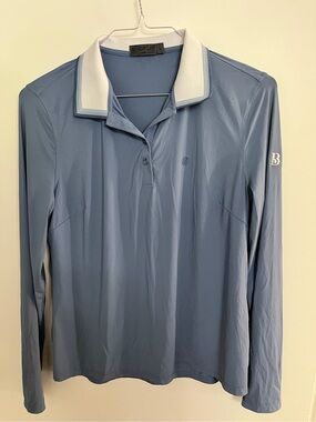 G/FORE Light Blue Polo with White Contrast Collar